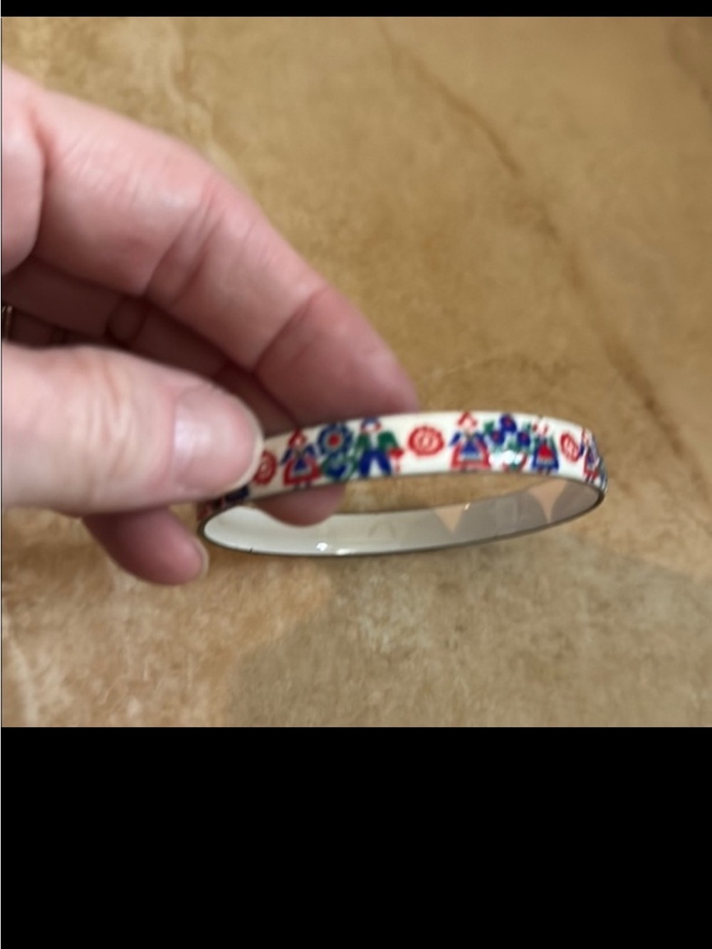 Floral White Enamel Bangle Bracelet - Women Jewelry - Picture 2 of 2